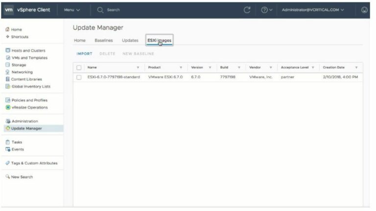Interface de VMware vSphere Client