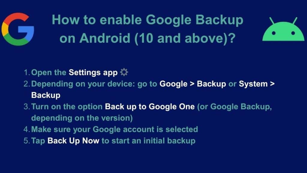 How to enable Google Backup on Android?