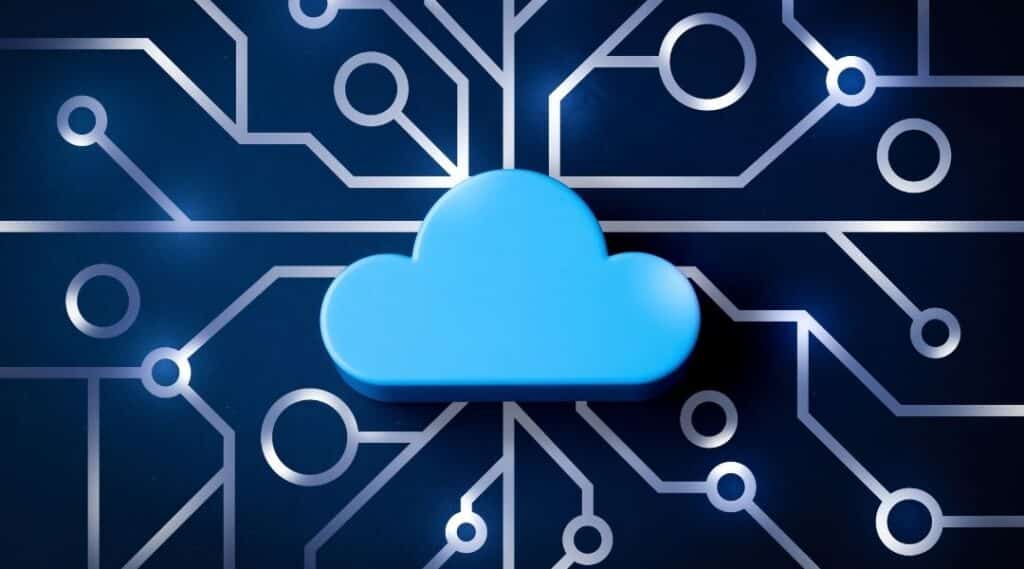 Icône de cloud sur fond abstrait de carte mère